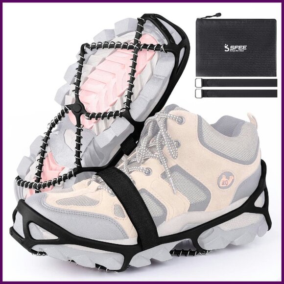 Large Ice Cleats for Shoes Boots, Stainless Steel Traction Grips, Anti-Slip - Picture 1 of 7